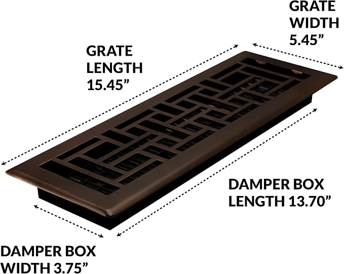 Decor Grates AJH414-RB Oriental Floor Register, 4x14 Inches, Rubbed Bronze - Image 3