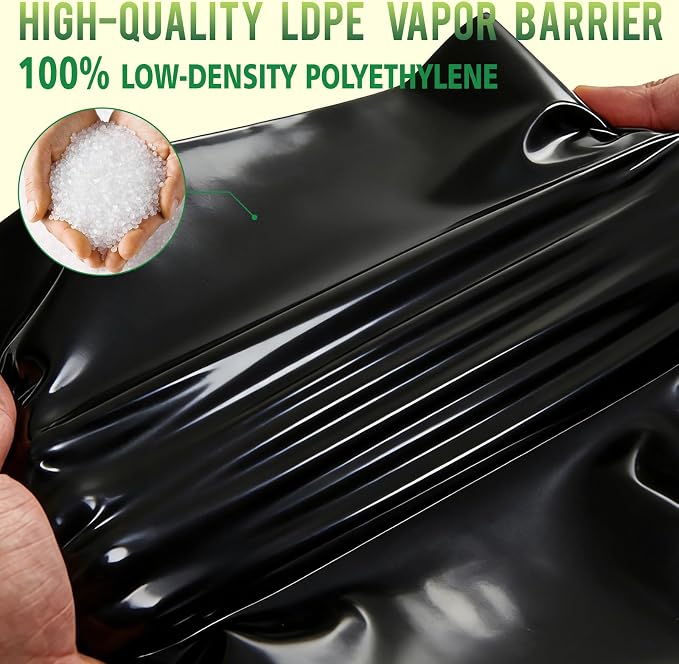 10 Mil 10 FT X 25 FT Plastic Sheeting Heavy Duty Thick LLDPE Black - Image 3