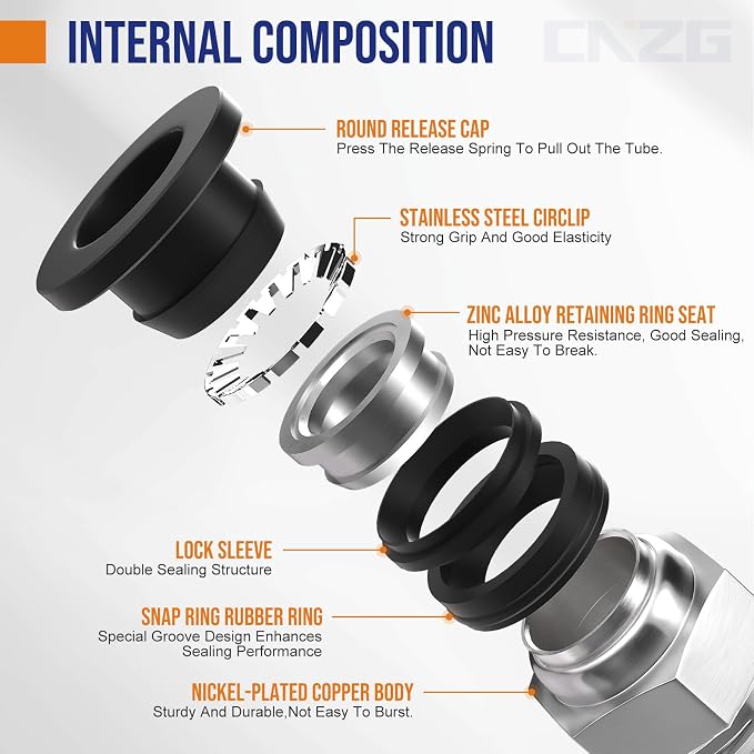 3/8 Push to Connect Fittings npt Thread to 1/4 Air Line quick | Pneumatic - Image 3