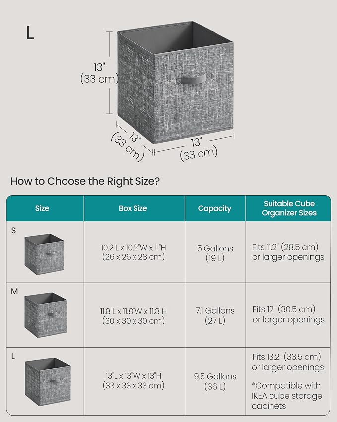 SONGMICS Storage Cubes, 13-Inch Foldable Closet Organizers | Non-Woven Fabric - Image 5