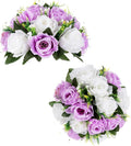 BLOSMON Lilac Purple Flowers Artificial: 2 Pcs Fake Roses Flower Balls by Blosmon