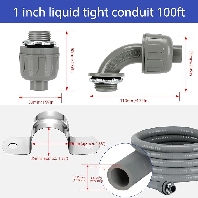 Liquid-Tight Conduit Connector Kit, Flexible Non Metallic Liquid Tight - Image 3