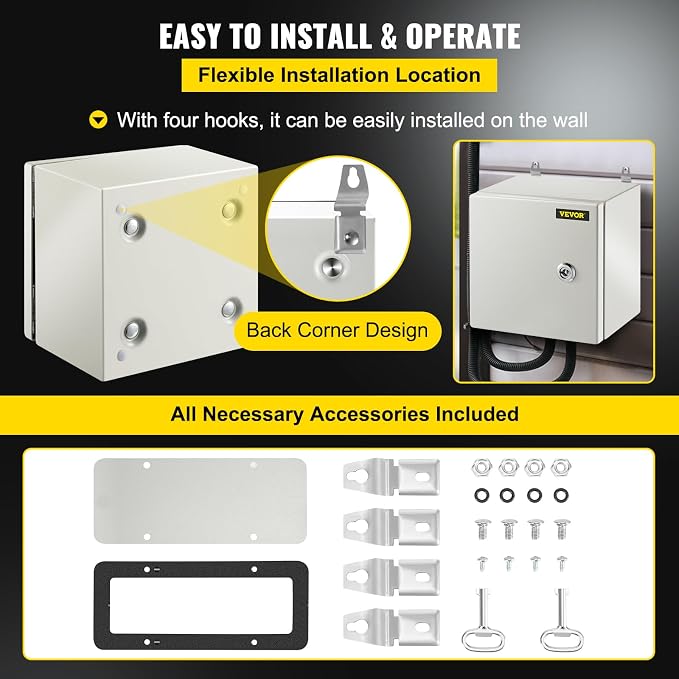 VEVOR NEMA Steel Enclosure, IP66 Waterproof & Dustproof, Outdoor/Indoor - Image 6