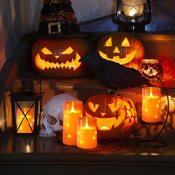 NURADA Flameless Candles with Remote Timers: Built-in Star String Lights 3D - Image 5