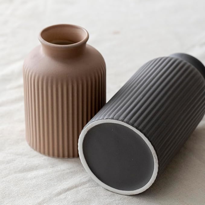 Large Modern Ceramic Vase Set, 3-Piece Decorative Vases - Image 8