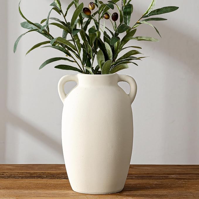 White Ceramic Vase-Boho Decorative Vase, Terracotta Tall Vases Decorative by kogxscej