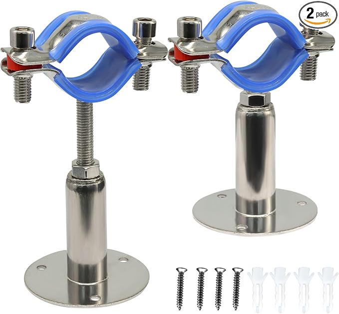 2 PCS 304 Stainless Steel Ceiling Mount Pipe Support Bracket | Heavy Duty by Rierdge