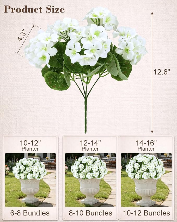 Artificial Flowers for Outdoors – 12 Bundles of UV-Resistant Artificial - Image 6