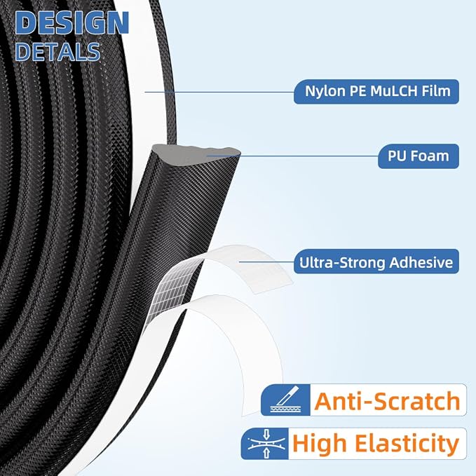 Kneelisa Wedge-Shape Window Weather Stripping Door Frame Seal 2Pcs×196” Black - Image 3
