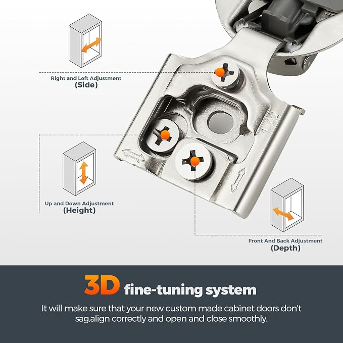 Satin Nickel Cabinet Hinges, 1/2 Inch Overlay, 2 Pack | Stainless Steel Build - Image 4