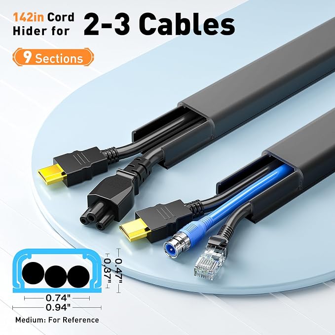 Delamu Cord Hider, 142in Cable Hider, Cord Covers - Image 2
