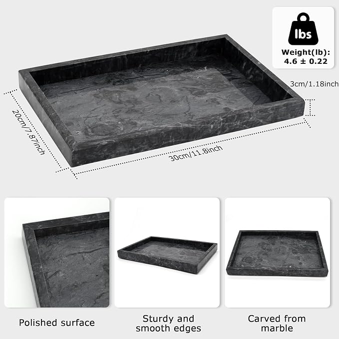 Marble Bathroom Tray, Pure Natural Vanity Tray, | marble trays - Image 3