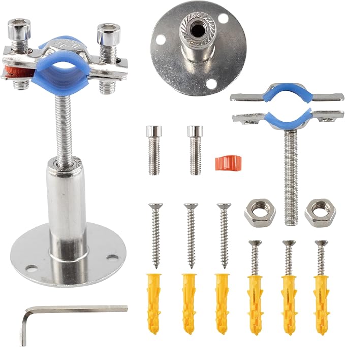 304 Stainless Steel Wall Mount Ceiling Mount Pipe Supports, Adjustable Pipe - Image 3