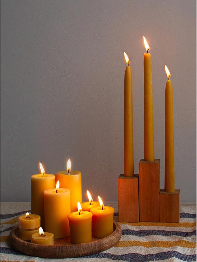 Pure Beeswax Pillar Candles 1.8x4 inch Set of 3-34.5 Hours Burning Handmade - Image 7