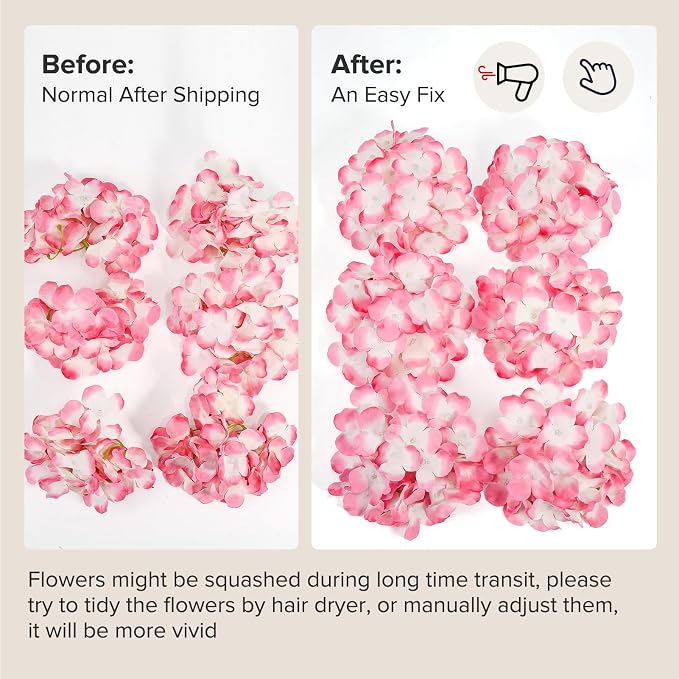 Auihiay 64Pcs Hydrangea Artificial Flowers Bulk, Faux Hydrangeas Heads | - Image 7