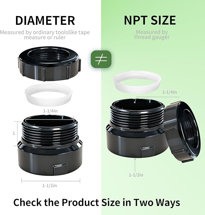 Lesso 2PCS 1-1/2" Hub x 1-1/4" Slip ABS P-Trap Adapter - Image 5