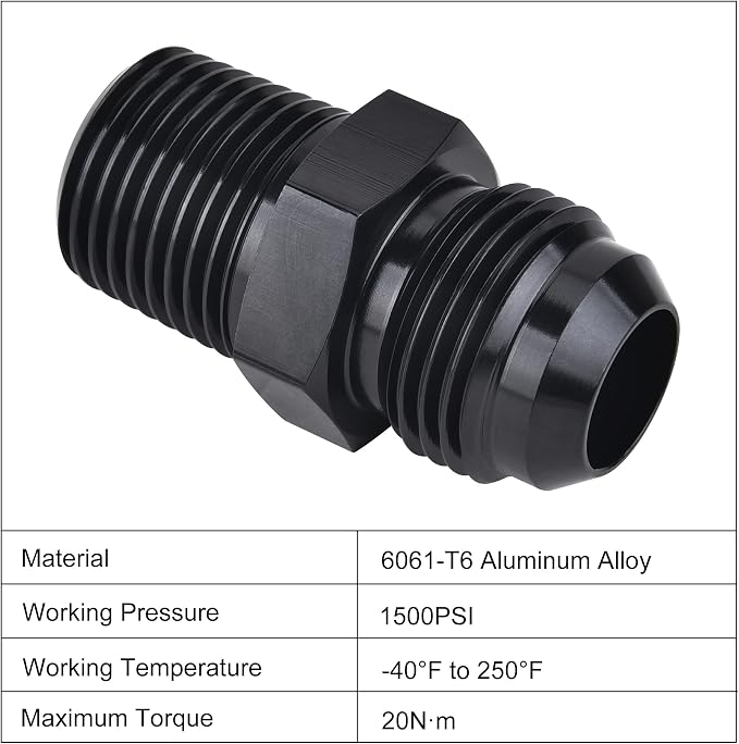 EVIL ENERGY 8AN Male to 3/8" NPT Fitting Straight Aluminum Black 2PCS - Image 3