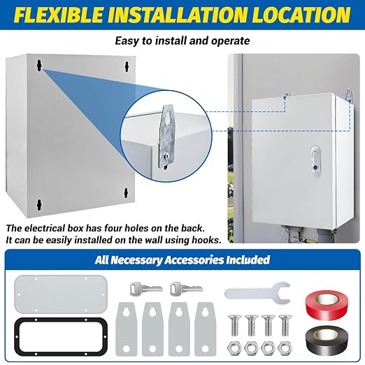 Electrical Box 16 x 12 x 8'' Steel Electrical Junction Box，NEMA 4X Steel - Image 8