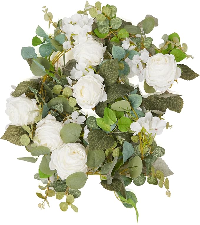 Artificial Flower Garland 2pcs 5.4ft Rose & Hydrangea Vine, Hanging Faux Roses by PONKING