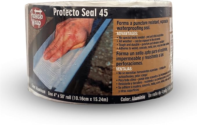 PS45 Alum Waterproofing Membrane – Self-Adhering Aluminum Flashing – UV-Rated by ProtectoWrap