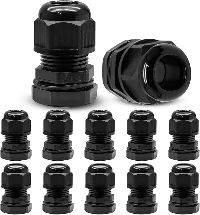 12 Pcs 1/2" NPT Nylon Cable Glands, Rubber Gasket Seal by Kyuionty