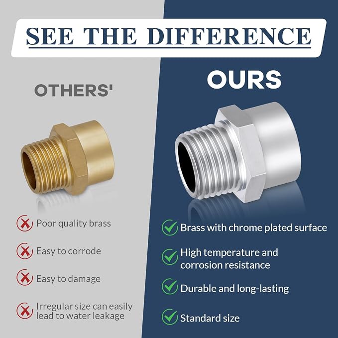 1/2" G Female Thread to US 1/2" NPT Male Adapter Thread Brass Pipe Fitting - Image 4