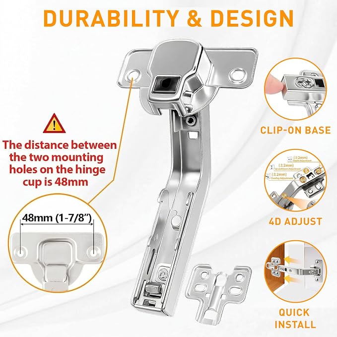 135 Degree Lazy Susan Hinge, 48mm Corner Kitchen Cabinet Hinges, 3D Adjust - Image 2