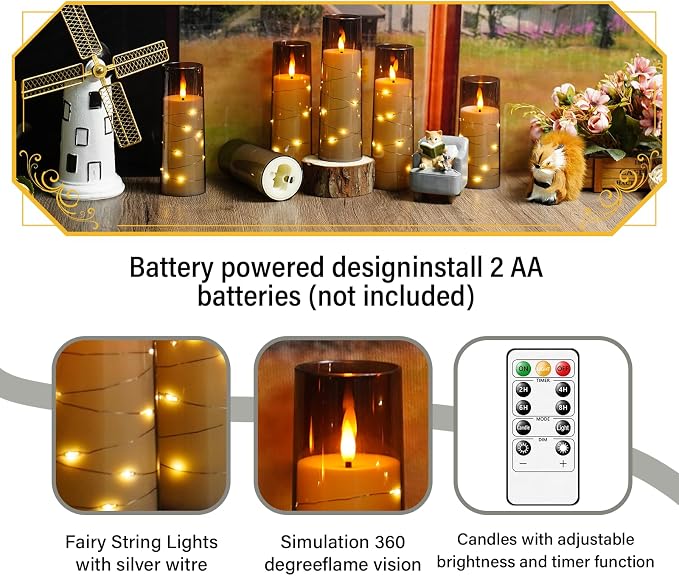 Flameless Candles with Embedded Star String, Suitable - Image 3