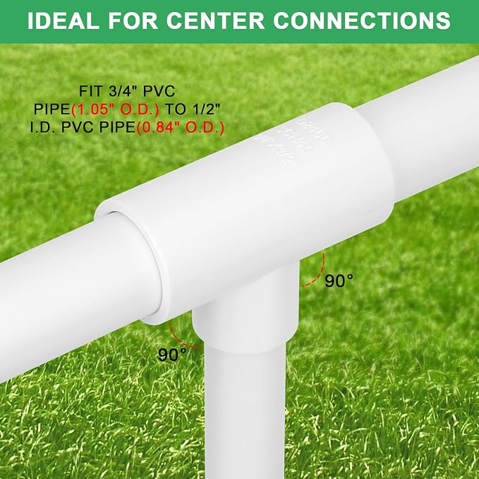 10Pack 3/4" x 3/4" x 1/2" PVC Reducer Tee Pipe Fittings Adapter Schedule 40 PVC - Image 4