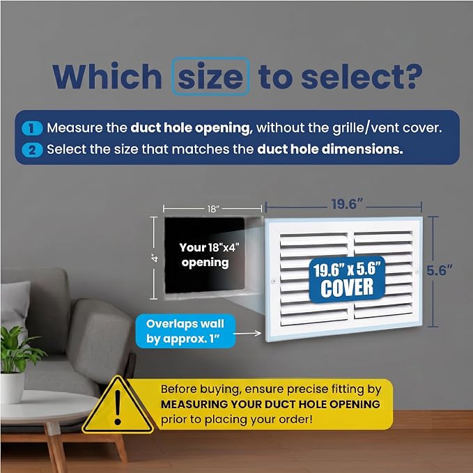 18x4 Aluminum Wall Ceiling Air Return Vent Cover HVAC Rustproof Grille - Image 2