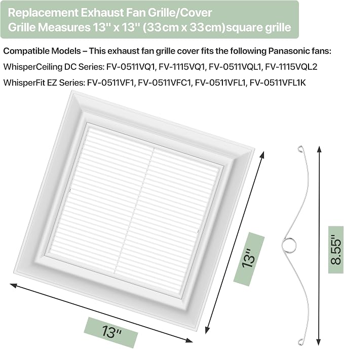 13" x 13" Replacement Vent Fan Grille Cover - Image 2