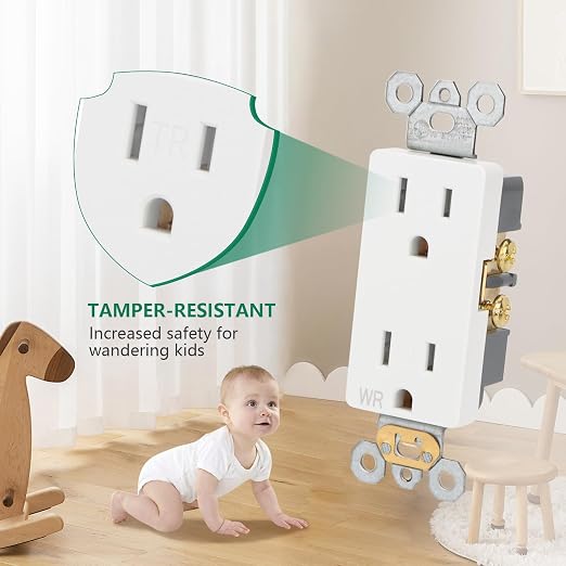 10-Pack 15A Contractor Weather & Tamper Outlet WR TR White Kit | Contractor - Image 5