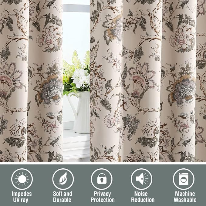 H.VERSAILTEX Blackout Curtains 108 Inch Length 2 Panels Set Floral Print - Image 7