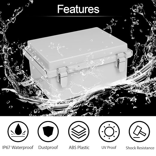Electrical Box, IP67 Waterproof Hinged Cover Stainless Steel Latch Junction Box - Image 3