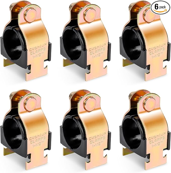 6 Pack Rubber Cushion Strut Clamp, 1-1/2" OD Pipe Strut Clamps by LBGProducts