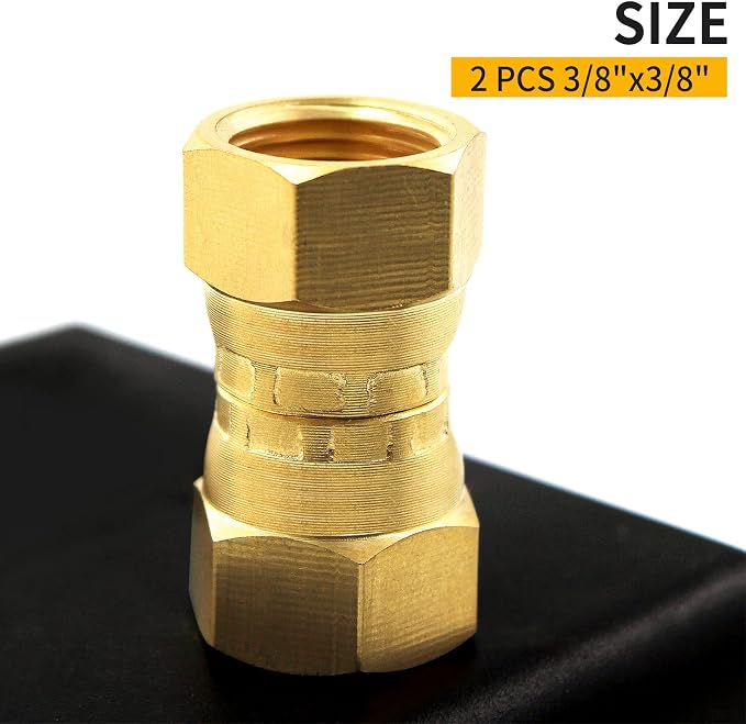 MENSI Brass 3/8" Female Flare by 3/8" Female Flare Swivel Brass Adapter Tube - Image 5