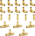 20 Pack Foskan 3/4 Inch PEX Brass Fittings Set, Includes 10pcs Elbows, PEX by Unknown
