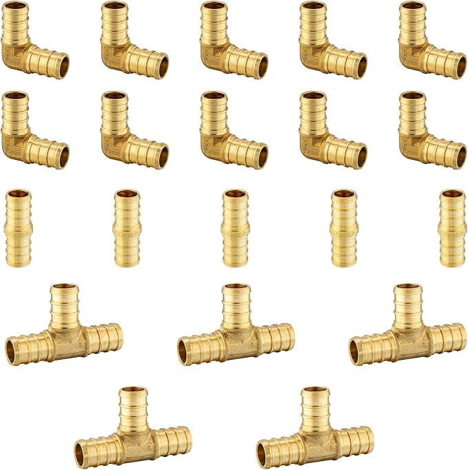 20 Pack Foskan 3/4 Inch PEX Brass Fittings Set, Includes 10pcs Elbows, PEX by Unknown