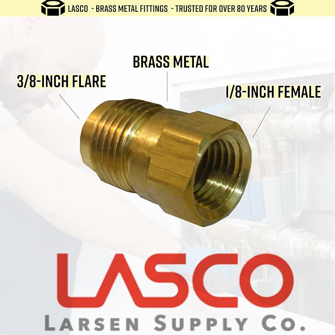 LASCO 17-4627 3/8-Inch Flare by 1/8-Inch Female Pipe Thread Brass Adapter - Image 2
