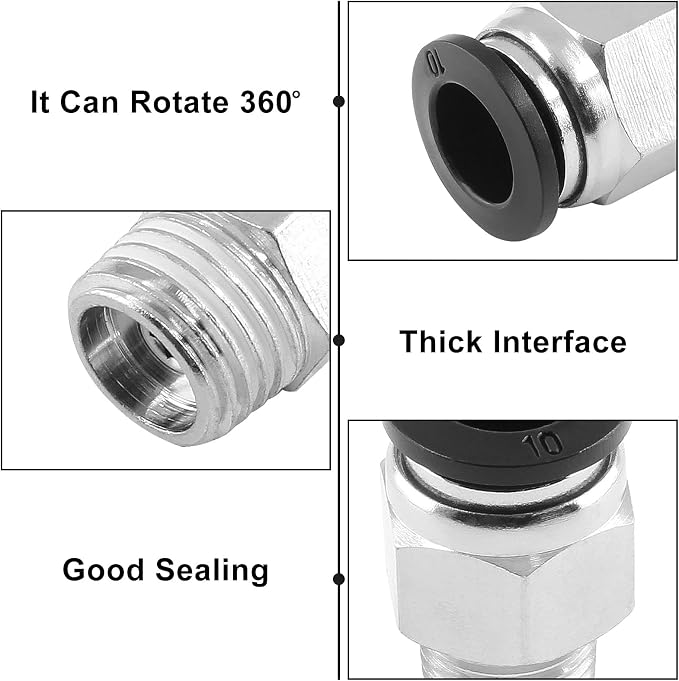 5Pcs 10mm Push Connect 1/4 NPT Male Straight Pneumatic Fitting | Pure Copper - Image 3