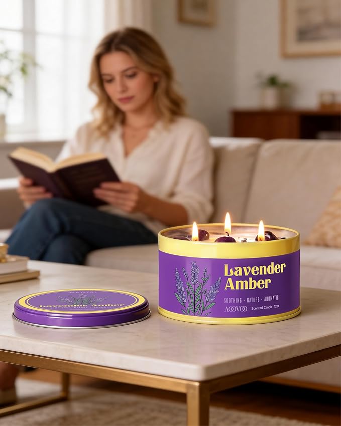 AOOVOO Lavender Amber Candles for Relaxation - Image 7