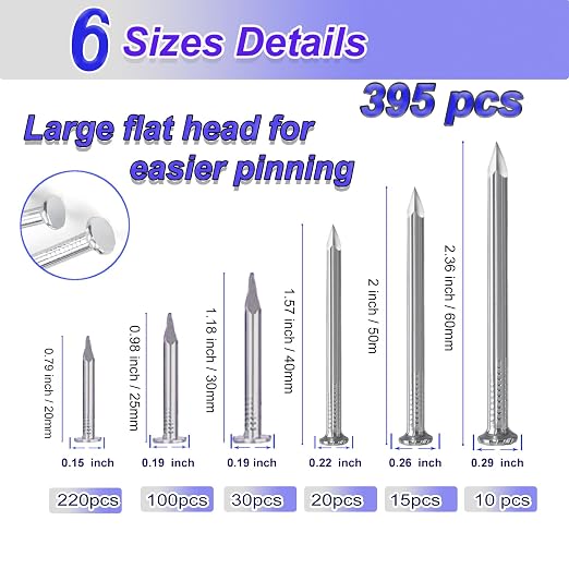395 Pcs Concrete Nails and Masonry Nails Assortment, 6 Sizes, repairs and - Image 2