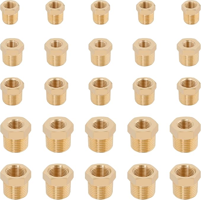 KOOTANS 25PCS Brass Hex Bushing Kit Brass Fittings Assortment 1/4" to 1/8" - Image 2
