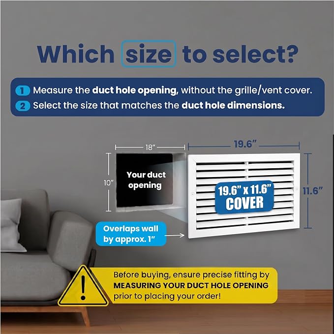 18x10 Aluminum Wall Ceiling Air Return Vent Cover HVAC Rustproof Grille - Image 2