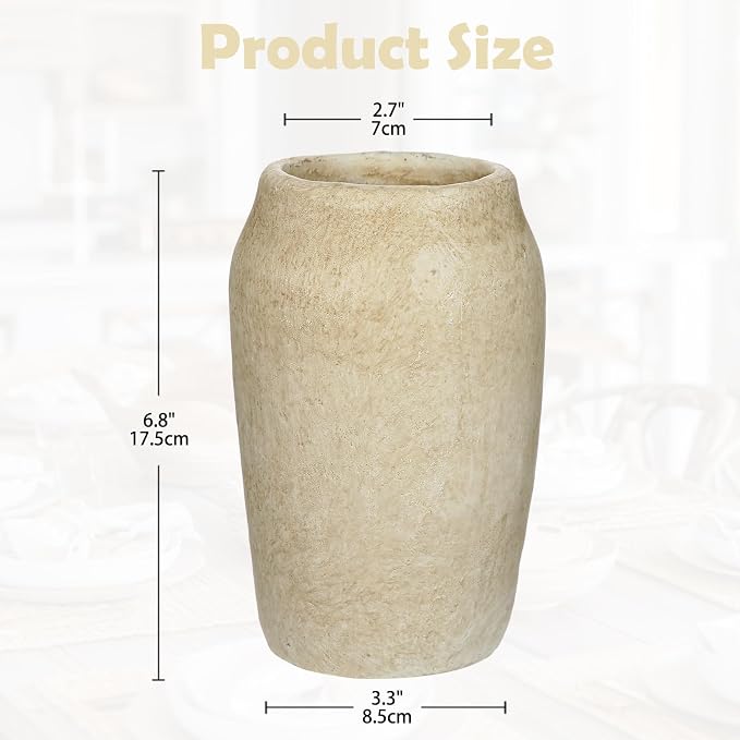 Briful Rustic Vase for Farmhouse Tabletop Decor, 6.8" Small Ceramic Vase - Image 3