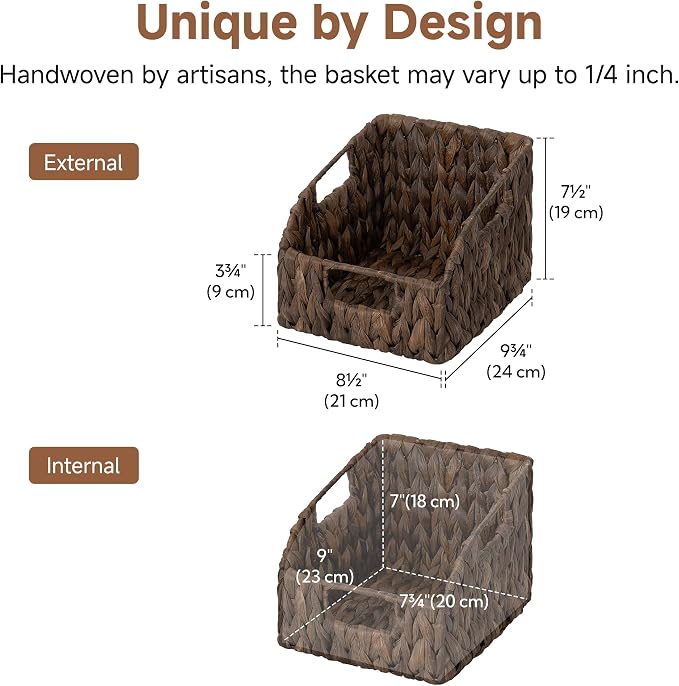 StorageWorks Pantry Baskets for Organizing, Handwoven Brown Baskets, Wicker - Image 2