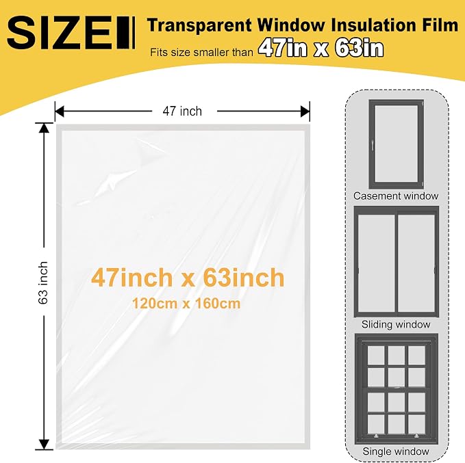 Window Insulation Kit, Reusable Transparent Plastic Film - Image 2