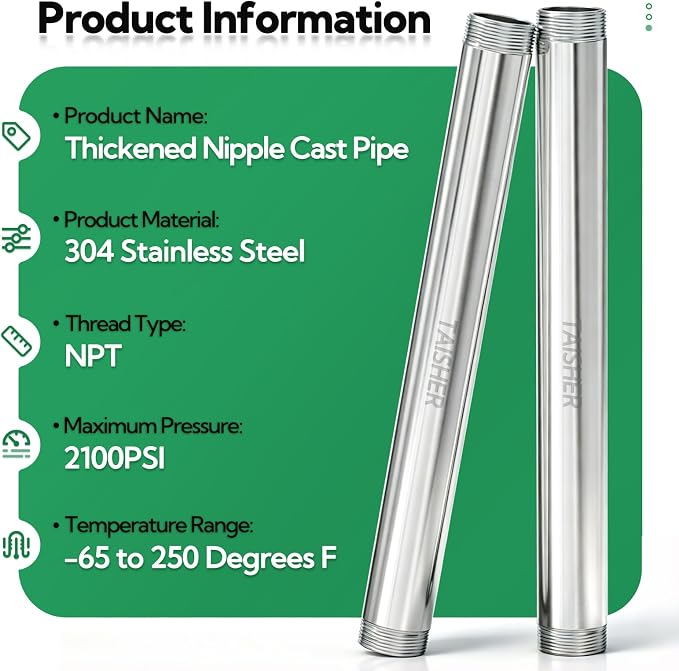 1pcs Thickened Nipple Cast Pipe 1-1/4" NPT Male - Image 3