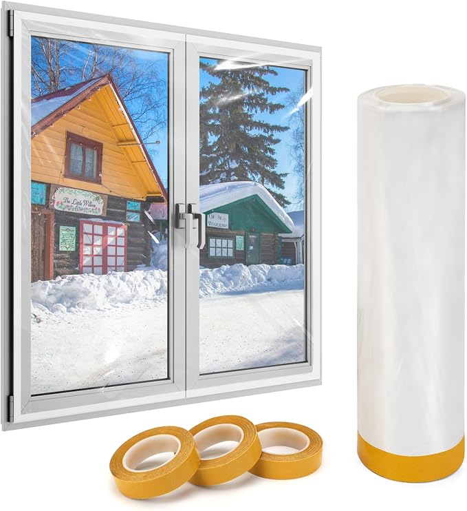Window Insulation Kit for Winter, Plastic Window Covering 94 Inch Wide × 393 by AGHITG