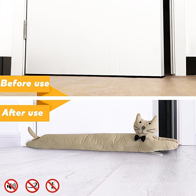 Cat Fabric Under Door Draft Stopper, 3LB Heavy Duty Decorative Soundproof Door - Image 5